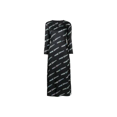 ARMANI EXCHANGEAE SS23 Длинное Платье с Длинными Рукавами Женское Черное