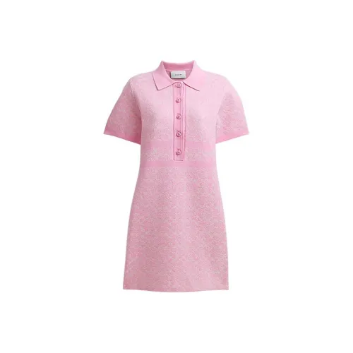 COACH SS24 Короткое платье с короткими рукавами женское розовое