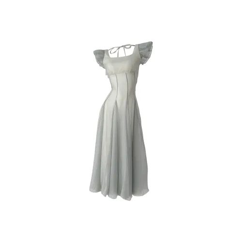 KKX Короткий рукав Платье Женское Мятно-зеленый