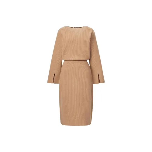 UNIQLO X Clare Waight Keller Co Брендированный В избранном Темно-бежевый Женские Длинные Платья с рукавами