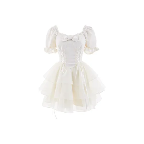 SKYA Короткий рукав Платье Женское Абрикосовое