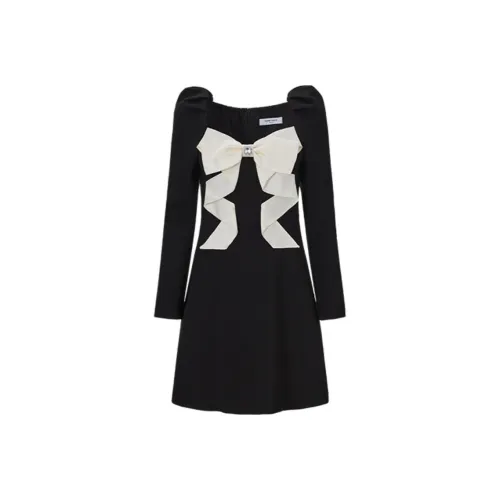 TAMMY TANGS Длинное платье с длинными рукавами женское абрикосовый черный многоцветный