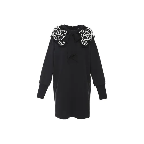 LIANCAN Black Женские Длинные Рукава Платья