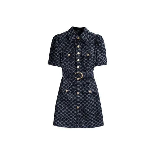 Silky Queen Короткий рукав Платье Женское Темно-синий