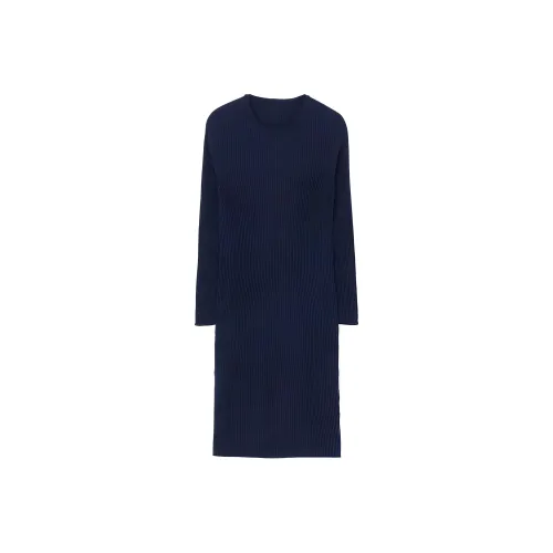 Yohji Yamamoto Marine Женские Длинные Платья с Рукавами