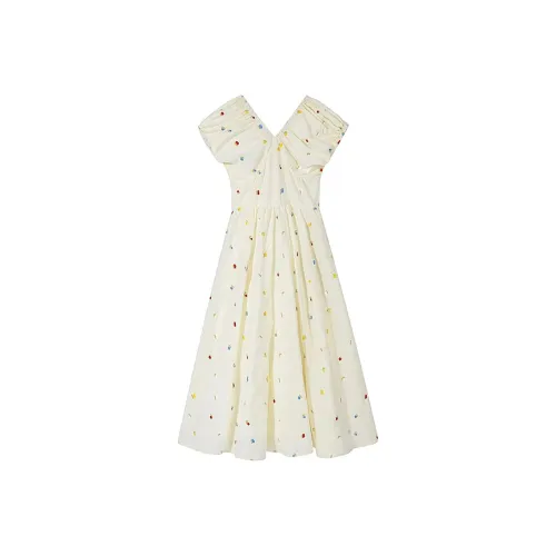 JOSR Короткий рукав Платье Женское Белое