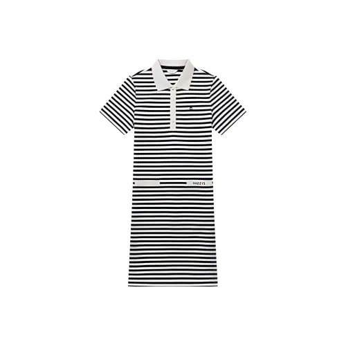 HAZZYS Короткое платье с короткими рукавами женское бежево-желтое