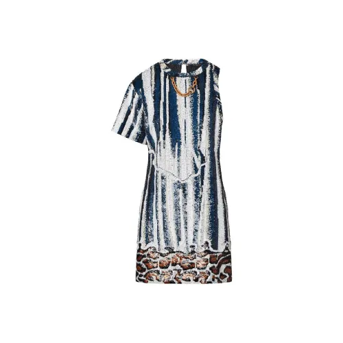 LOUIS VUITTON FW23 Короткий рукав Платье Женское Синий