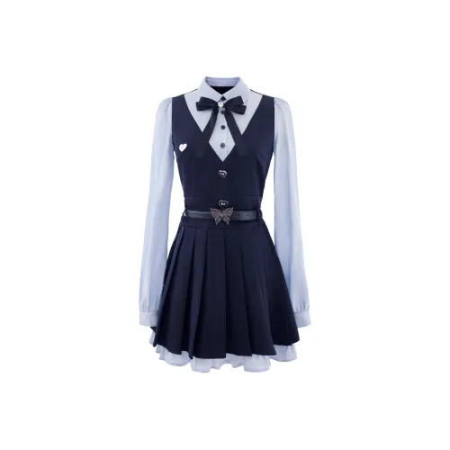 Blovelan Длинное платье с длинными рукавами женское цвет полночный синий