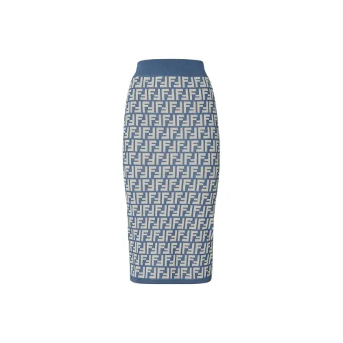 FENDI KNIT Длинная Юбка Женская Синяя