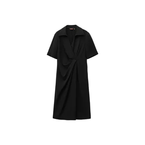 INSUN Короткий рукав Платье Женское Черное