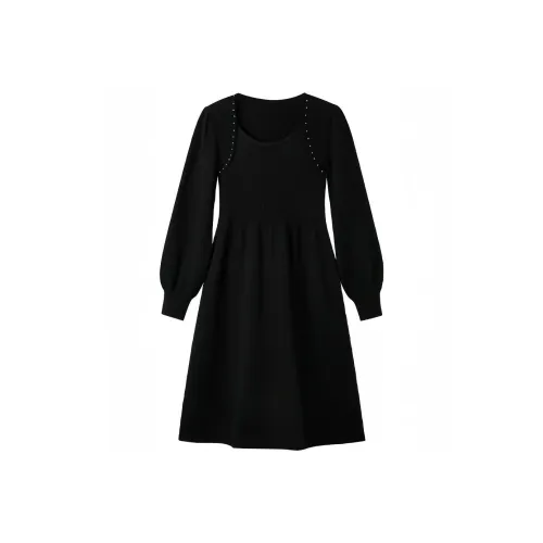 Itisf4 Длинное платье с длинным рукавом женское черное