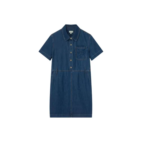 E.land Короткий рукав Платье Женское Джинсовое