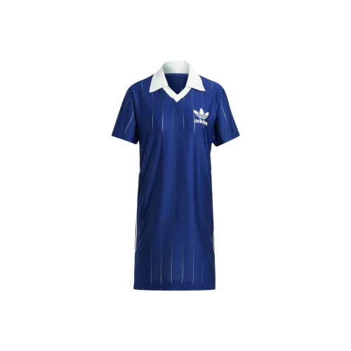 Adidas Originals Короткий рукав Платье Женское Синий