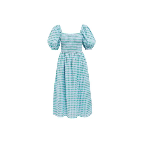 BARBOUR Герань Платье-миди Короткий рукав Платье Женское Синее