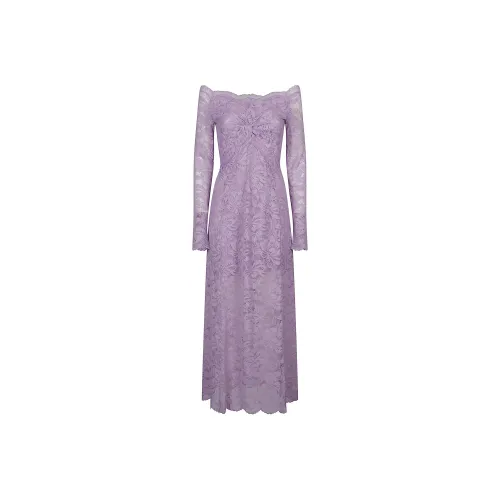 Paco Rabanne Длинное платье с длинными рукавами женское фиолетовое