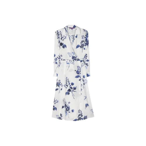 Ralph Lauren Collection Длинное платье с длинными рукавами женское индиго