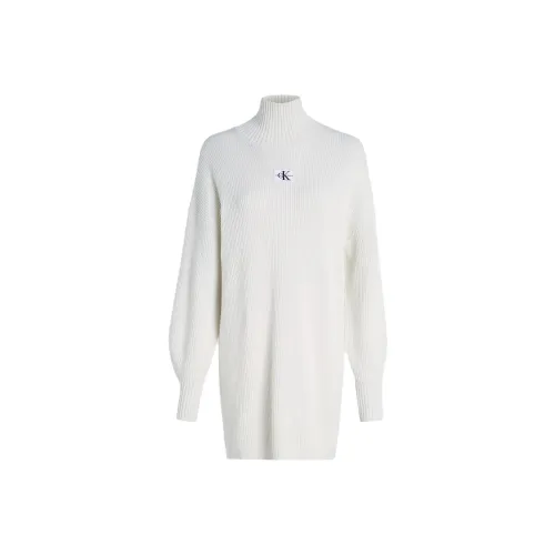 CALVIN KLEIN Длинное платье с длинными рукавами европейская версия женское белое