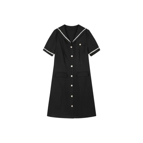 SHIRAN Короткий рукав Платье Женское Черное