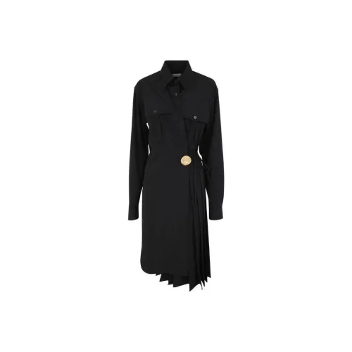 DRIES VAN NOTEN Черное Женское Длинное Платье с Рукавами