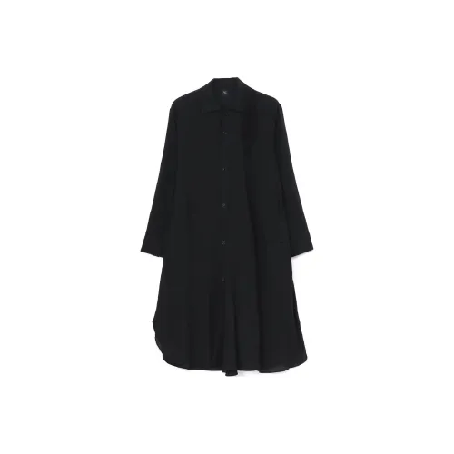 Yohji Yamamoto Черные Женские Длинные Платья с Длинными Рукавами