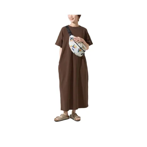 FREAK'S STORE Короткий рукав платье женское коричневый