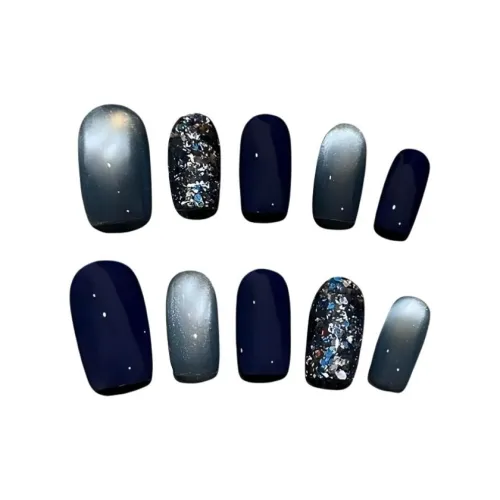 JIXUAN Кошачий глаз Предосенний Летний Съемный False Nail Квадратный и Круглый Мельбурн Синий Смоки Блестки