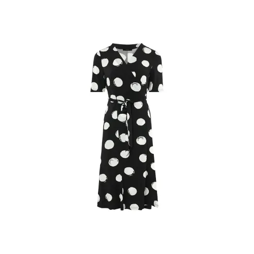 BESIONIA SS25 Короткий рукав Платье Женское Черный с узором