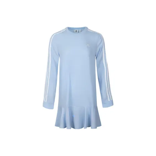 Adidas Originals Длинное платье с длинными рукавами женское синее