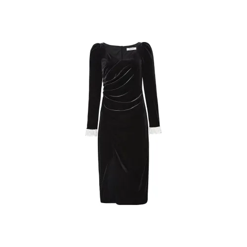 TAMMY TANGS Черное Женское Длинное Платье с Рукавами