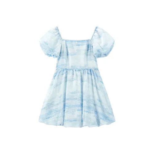 LEDIN Короткий рукав Платье Женское Ледяной росистый синий