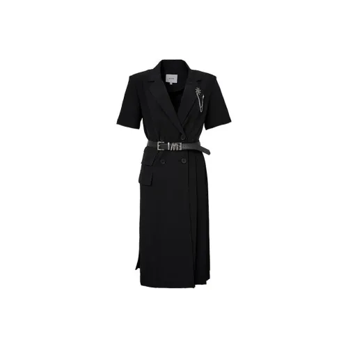 LOFT SHINE Черное Женское Короткое Платье с Рукавами