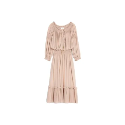 CELINE SS23 Длинное Платье с Длинными Рукавами Женское Розовое