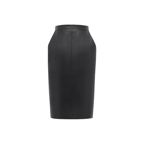 SAINT LAURENT Кожа Длинная Юбка Женская Черная