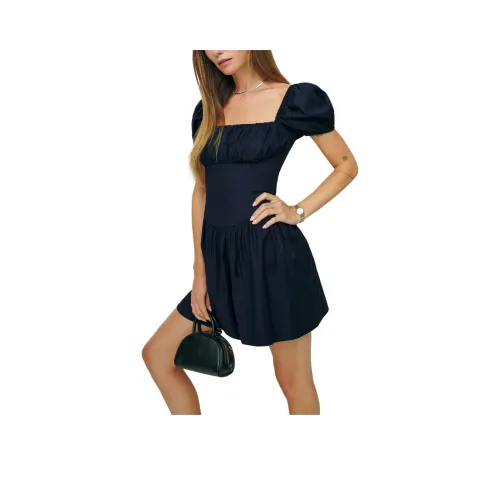 Reformation Marielle Платье Короткое с Короткими Рукавами Женское Морской Синий