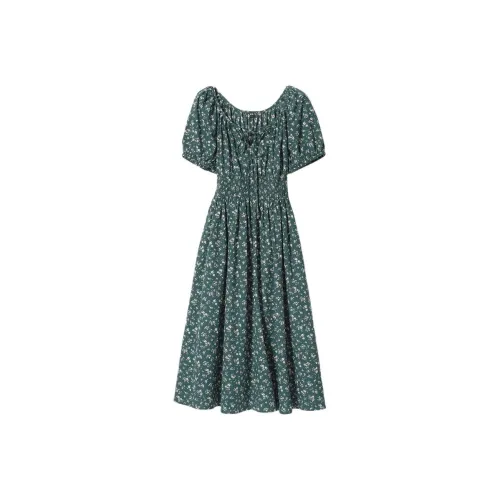 UNIQLO Короткий рукав Платье Женское Бирюзовый