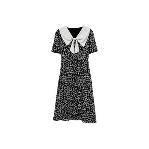 HUASJ Короткий рукав Платье Женское Черное