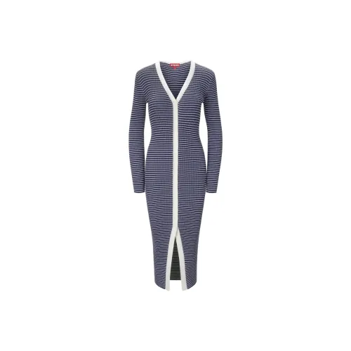 Staud Длинное платье с длинными рукавами женское синее