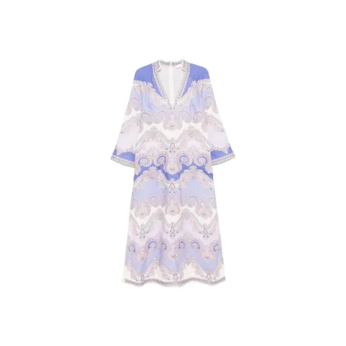 Zimmermann SS25 Длинное Платье с Длинными Рукавами Женское Светло-фиолетовое