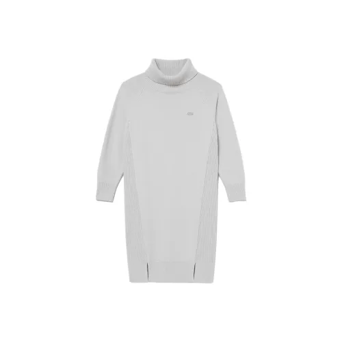 LACOSTE Длинное платье с длинными рукавами женское серое