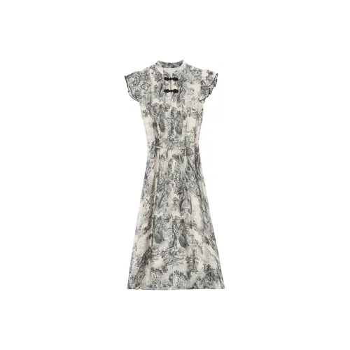 MISTVB Короткий рукав платье женское Туманный дождь