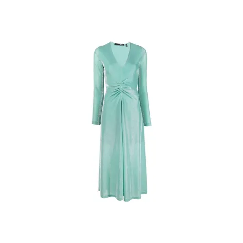 Rotate Зеленое Женское Длинное Платье с Рукавами