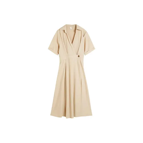 HUIXI Шампанское Женские Короткие Платья с Короткими Рукавами