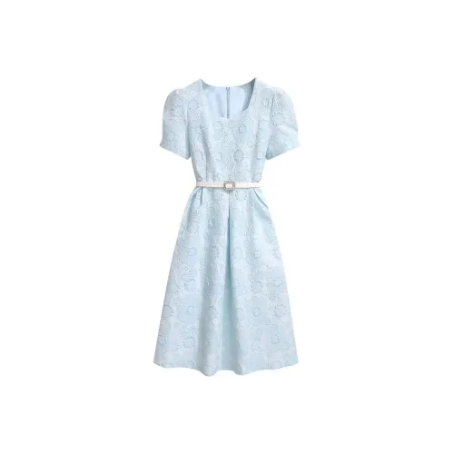 KEAB Короткий рукав Платье Женское Светло-синий