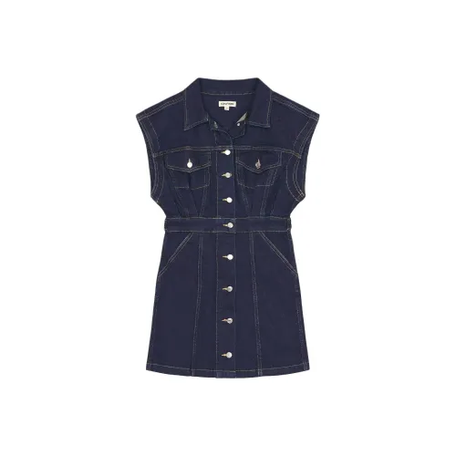 GRLFRND Короткий рукав Платье Женское Синее