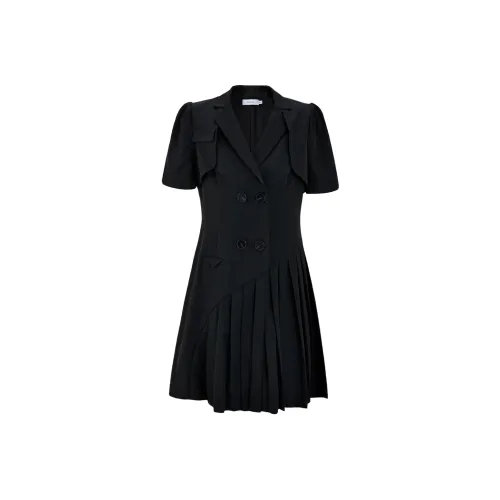 VGRASS STUDIO Black Женские Короткие Платья с Рукавами
