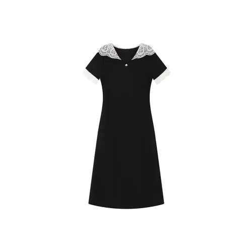 GULIANFEI Короткий рукав Платье Женское Черное