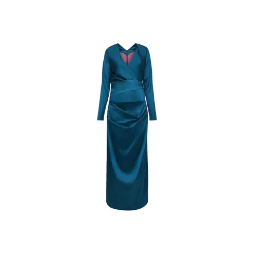 Talbot Runhof Blue Женские Длинные Рукава Платья