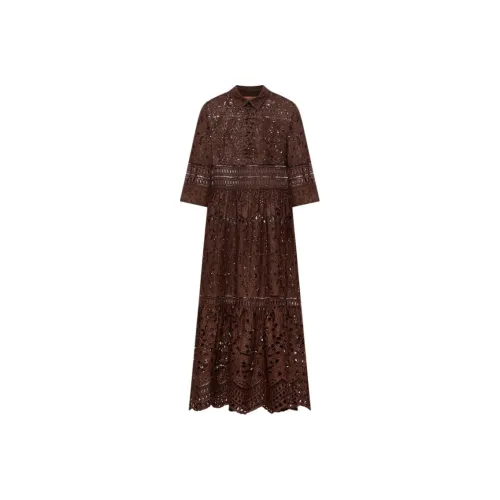 ERMANNO SCERVINO Короткое платье с короткими рукавами женское коричневое