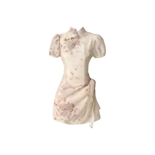 MITX Короткий рукав Платье Женское Пыльно-розовый